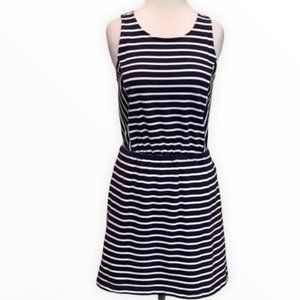Ann Taylor Loft | Navy & White Striped Nautical Sleeveless Summer Dress | Sz S